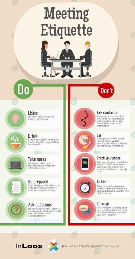 INFOGRAPHIC: Meeting Etiquette Rules to Live By Meeting Etiquette, Dinning Etiquette, Work Etiquette, Etiquette Rules, Table Etiquette, Business Etiquette, Digital Communication, Dining Etiquette, Table Manners