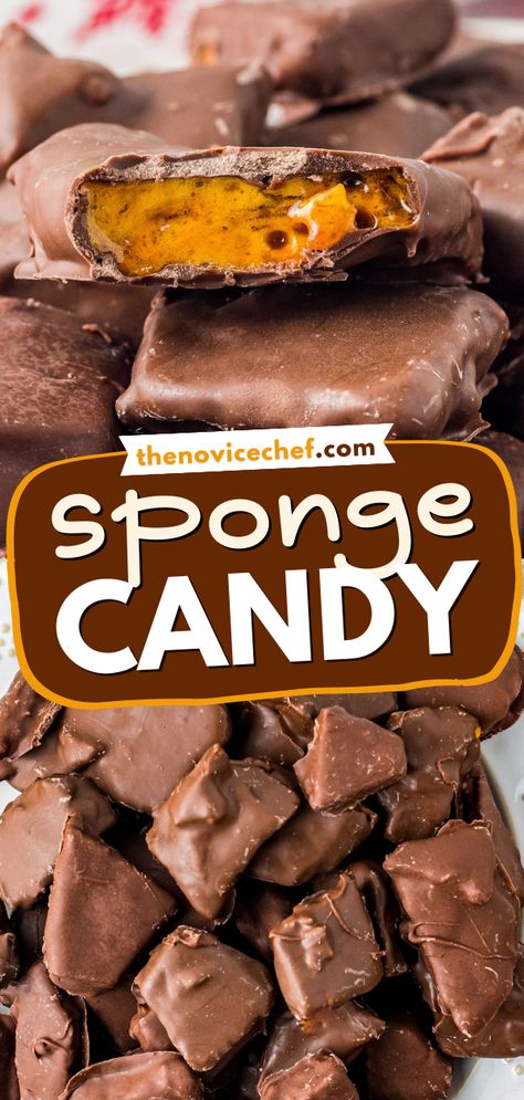 Old Fashioned Christmas Baking, Sponge Toffee Recipe, Angel Food Candy, Sponge Candy Recipe, Sponge Candy, Soft Toffee, Easy Toffee, Honeycomb Candy, Chocolate Decadence