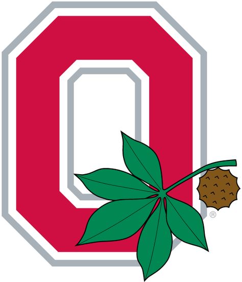 Ohio State Buckeyes Alternate Logo (1968) - A red O with leaf and buckeye nut Ohio State Buckeyes Crafts, Ohio State Crafts, Buckeye Crafts, Buckeye Leaf, Ohio State Logo, Buckeye Nation, Ohio State Buckeyes Football, Osu Buckeyes, Buckeyes Football