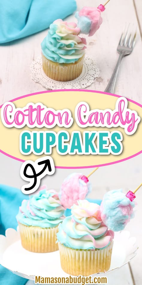 Cotton Candy Frosting Recipe, Cotton Candy Recipe, Cotton Candy Cupcakes, Cotton Candy Cakes, Delicious Cupcakes Recipes, Candy Cupcakes, Fun Cupcake Recipes, Cupcake Decorating Tips, Cotton Candy Flavoring