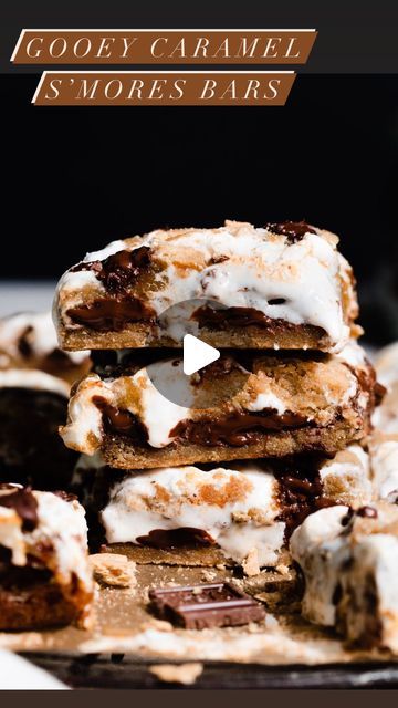 Stephanie Simmons on Instagram: "Gooey S’mores Bars - graham cracker cookie dough stuffed with milk chocolate, mallow fluff, & a drizzle of salted caramel sauce 🥹🥹 Summer is on it’s way! 

Comment “smores” or googl “blue bowl smores bars” or tap the 🔗 in my profile @bluebowlrecipes for the recipe — https://bluebowlrecipes.com/gooey-caramel-smores-bars/

#smores #summerfood #chocolatelove #marshmallows #reelofinstagram #bakingfun" Caramel Smores, Graham Cracker Cookie Dough, Stephanie Simmons, Smores Bars, Graham Cracker Cookies, Gooey Caramel, Cracker Cookies, S'mores Bar, Salted Caramel Sauce