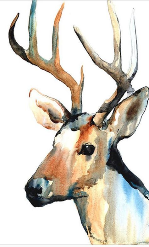 Reindeer Watercolor, Akvarel Illustration, Core Wallpaper, 수채화 그림, Wall Art For Living Room, Tableau Art, Art For Living Room, A Deer, Watercolor Walls