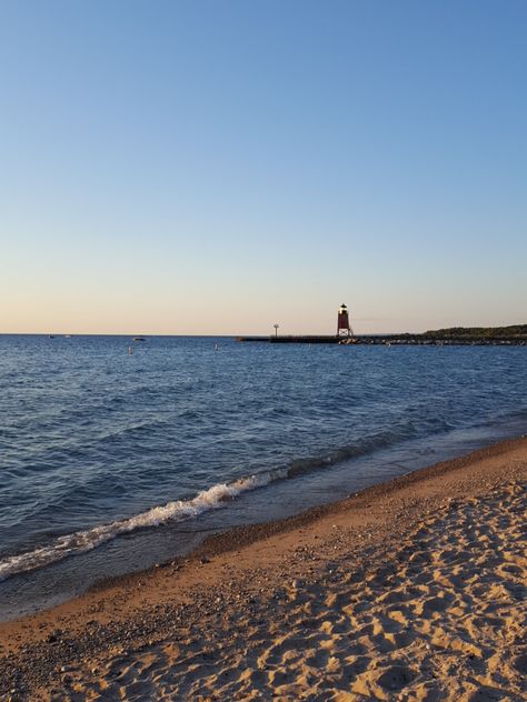 Lake Michigan #Beach, #Charlevoix, MI Summer In Michigan Aesthetic, Michigan Lake House Aesthetic, Michigan Asethic, Lake Michigan Chicago Aesthetic, Charlevoix Michigan, Lake Michigan Beach, Michigan Summer, Lake Michigan, Best Vacations