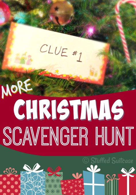 Ready for fun on Christmas morning? Start a new family tradition by hiding a gift and giving your kids Christmas Scavenger hunt clues! Fun for all! StuffedSuitcase.com Christmas Scavenger Hunt Clues, Scavenger Hunt Clues, Christmas Scavenger Hunt, Morning Start, Christmas Party Games, Family Tradition, New Family, Noel Christmas, Christmas Games