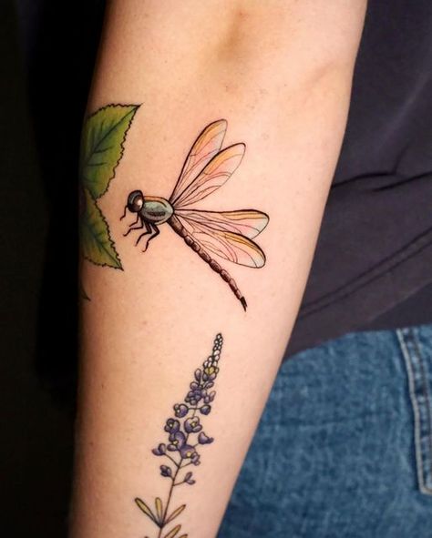 Dragonfly Tattoo Design Unique, Dragon Fly Tattoo With Flowers, Flying Dragonfly Tattoo, Damsel Fly Tattoo, Blue Dragonfly Tattoo, Dragonflies Tattoo, Dragonfly Tattoo Design With Flowers, Dark Age Tattoo, Bee And Flower Tattoo