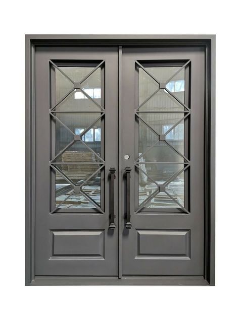 Arched Exterior Doors, Double Front Entry Doors, Modern Entrance Door, Front Door Styles, Steel Front Door, Iron Entry Doors, Metal Doors Design, Modern Entrance, Double Door Design