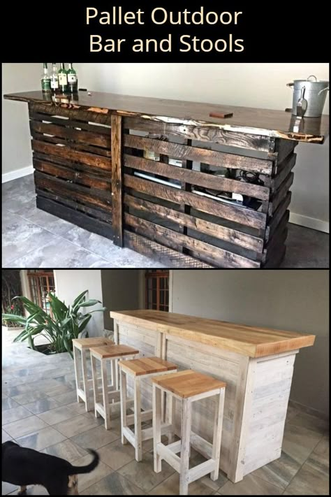 Palet Bar, Pallet Furniture Bar, Bar Pallet, Bar En Palette, Bar En Plein Air, Used Outdoor Furniture, Pallet Bar Diy, Diy Outdoor Bar, Outdoor Pallet