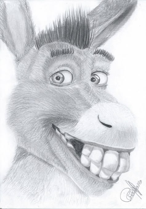 Donkey Drawing, Drawing Heart, Disney Character Drawings, Disney Drawings Sketches, Pencil Drawings Of Animals, Animal Drawings Sketches, Art Drawings Sketches Pencil, Cartoon Sketches, Horse Drawings