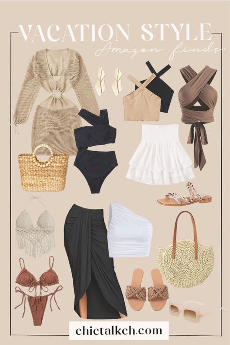 Earthy Vacation Outfits, Beach Wear Outfit Ideas, Beach Vacation Outfits Women, Beach Outfit 2024, Beach Clothes Ideas, Cruise Sandals, Mexico Beach Outfits, Bali Outfits, Summer Beach Vacation Outfits