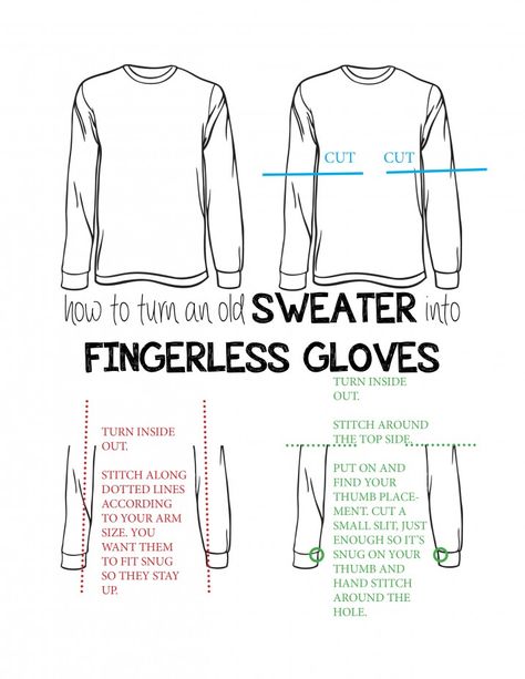 Making Fingerless Gloves | How to Make Fingerless Gloves From an Old Sweater | CreativeCainCabin ... How To Make Gloves Out Of Socks, Fingerless Gloves From Socks, Sweater Gloves Pattern, Diy Fingerless Gloves Sewing Pattern, Sew Fingerless Gloves, Fingerless Gloves From Old Sweaters, How To Make Gloves, Gloves Diy, Cashmere Fingerless Gloves