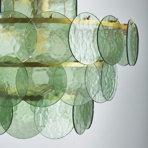 Green Glass Chandelier, Colourful Chandelier, Living Room Lighting Ideas Ceiling, Coloured Chandelier, Green Chandelier, Display Lighting, Tiered Chandelier, Metal Ceiling Lighting, Tier Chandelier