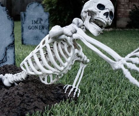 DIY Halloween Graveyard Skeleton – Wicked Makers Diy Halloween Graveyard, Monster Magazine, Outdoor Halloween Decor Ideas, Halloween Decorations Ideas, Outdoor Halloween Decor, Halloween Skeleton Decorations, Halloween Outside, Halloween Decor Ideas, Halloween Graveyard