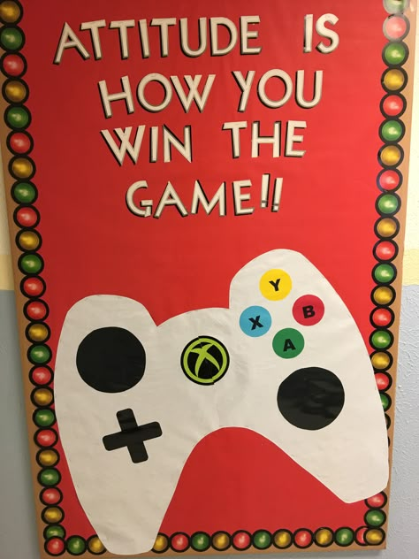 Game Controller Bulletin Board, Gaming Door Decorations, Videogame Classroom Theme, Nintendo Switch Bulletin Board, Video Game Theme Classroom Bulletin Boards, Board Games Door Decorations, Game On Level Up School Theme, Gamer Classroom Theme, Game On Bulletin Board Ideas