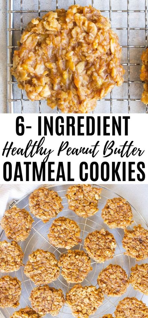 These Healthy Peanut Butter Oatmeal Cookies are packed with oats, peanut butter and plenty of nutrition. Enjoy them as a dessert or breakfast! #cookies #peanutbutter #pantry #healthy #oatmealcookies #healthycookies #cookies Healthy Peanut Butter Oatmeal, Healthy Peanut Butter Oatmeal Cookies, Yummy Dessert Recipes, Butter Oatmeal Cookies, Easy Cookie Recipe, Biscuits Diététiques, Snacks Easy, Peanut Butter Oatmeal Cookies, Healthy Food Facts