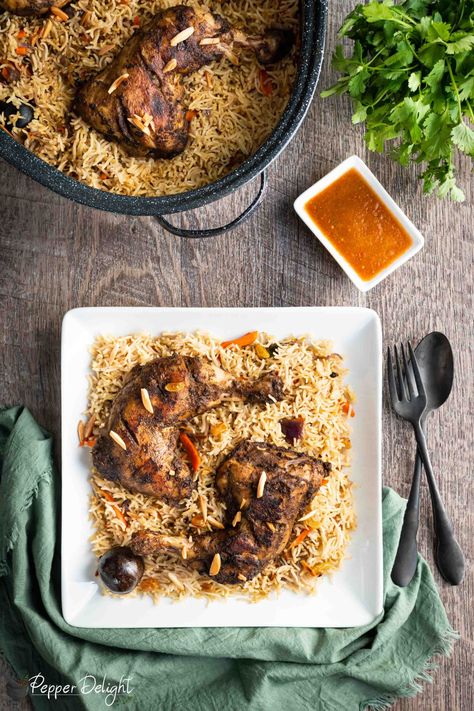 Chicken Mandi - Pepper Delight Mandhi Rice, Chicken Mandi Recipe, Arabic Spices, Mandi Rice, Mandi Recipe, Chicken Mandi, Magic Chicken, Ghee Butter, Spice Mix Recipes