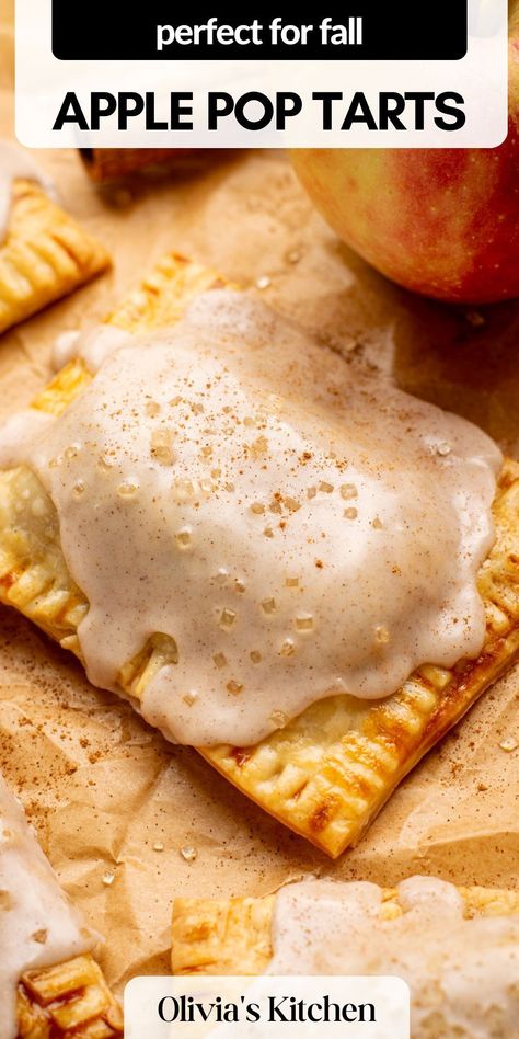 Apple Pop Tarts, Poptart Recipe, Cinnamon Glaze, Apple Pop, Pie Pops, Gluten Free Pie, Fall Snacks, Apple Filling, Cinnamon Apple