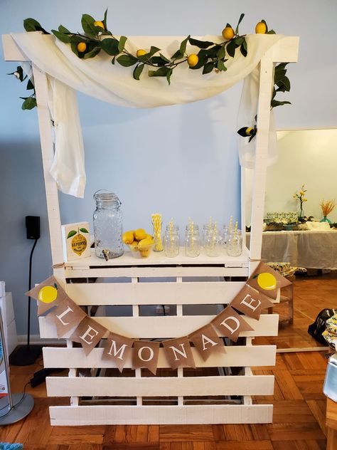 Lemon Themed Party, Pallet Backdrop, Diy Lemonade Stand, Diy Lemonade, Event Photo Booth, Baby Fruit, 32 Birthday, Bridal Shower Backdrop, Fruits Photos