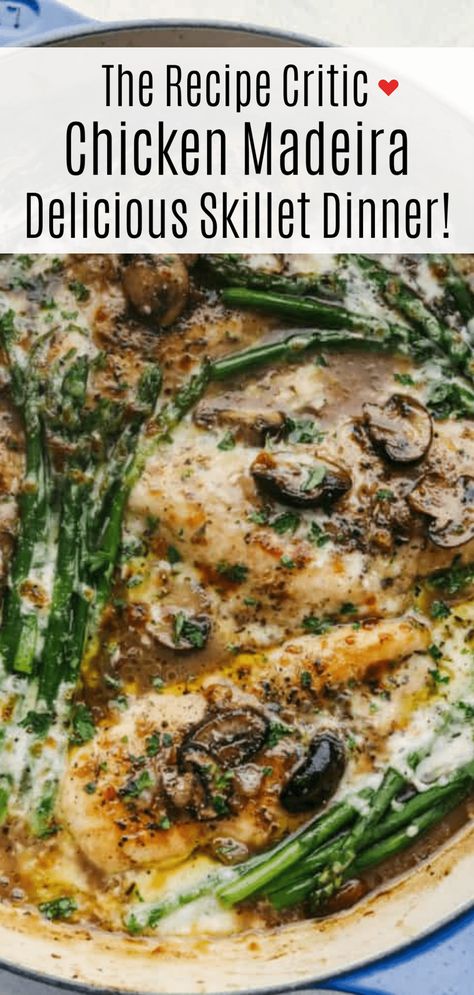 Chicken Mushroom And Asparagus Recipes, Chicken Madera Recipes, Chicken Maderia, Recipe Critic Recipes, Cheesecake Factory Chicken Madeira, Chicken Madeira Cheesecake Factory, Chicken Madeira, Madeira Sauce, Cheesecake Factory Copycat