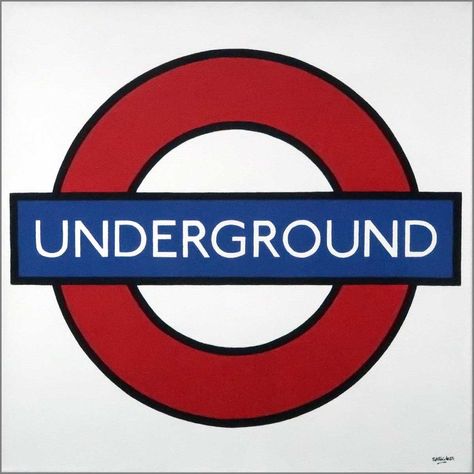 Underground Sign, City Underground, British Tattoo, Underground Tattoo, London Metro, Underground Tube, Yellow Things, London Painting, London Tube