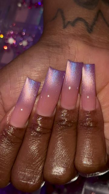 Nail Aesthetics, Purple Ombre Nails, Brown Acrylic Nails, Nail Work, Long Square Nails, Long Acrylic Nail Designs, Ombre Nails Glitter, Baddie Nails, Ombre Acrylic Nails