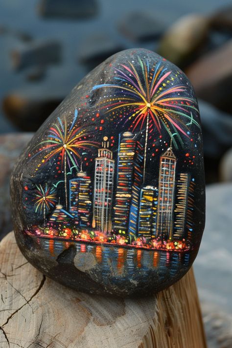 Easy Patriotic 4th of July Rock Painting Ideas - In The Playroom Painting On Rocks Ideas, Rock Painting Ideas For Garden, Rock Painting Ideas Aesthetic, Things To Paint On Rocks, Stone Painting Ideas, River Stones Crafts, Painting On Rocks, Rock Sayings, Painted Rock Ideas