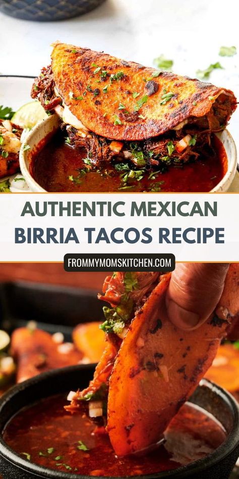 This authentic Mexican Birria Tacos recipe includes a flavorful consome for a truly unique dining experience. Mexican Birria Tacos, Easy Birria Tacos, Barrio Tacos, Mexican Birria, Birria Tacos Recipe, Beef Birria Recipe, Taco Recipes Mexican, Tuesday Recipes, Oaxaca Cheese