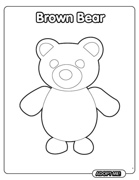 The Brown Bear is a limited rare pet in Adopt Me! that was released on August 31, 2019. As it is now unavailable, it can only be obtained by hatching any remaining Jungle Eggs or through trading. Players have an 18.5% chance of hatching a Brown Bear from a Jungle Egg. Adopt Me Coloring Pages, Roblox Drawing, Roblox Adopt Me, Black Nose, Adopt Me, Black Eyes, Blind Bags, Preschool Ideas, Cute Easy Drawings