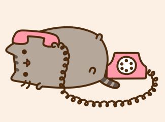 Totally me and my best friends right there. On the freaking phone for hours. LOL Pusheen Gif, Pusheen Stormy, Pusheen Stickers, Pink Telephone, Pusheen Love, Pusheen The Cat, Wiggle Wiggle, Simons Cat, Pusheen Cute