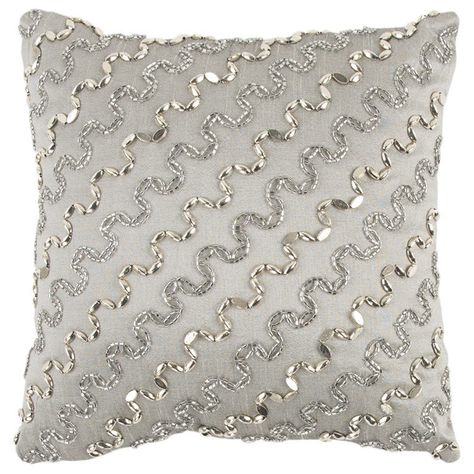 Everly Quinn Lux Silver And Gold Beaded Chevron Throw Pillow | Wayfair Stripe Throw Pillow, Modern Throw Pillows, Striped Throw, Fluffy Pillows, Small Pillows, Cotton Throws, Decorative Throw Pillow Covers, Cotton Throw Pillow, Chevron Pattern