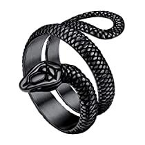 Check this out! Amazon Clothing, Cocktail Jewelry, Gothic Rings, Snake Design, Black Snake, Vintage Punk, Skull Necklace, Snake Ring, Ring For Men