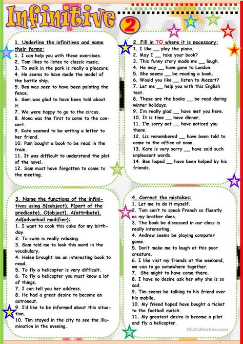 Infinitive Worksheet, Infinitives Grammar, Comparative And Superlative Adverbs, Direct And Indirect Speech, English Grammar Test, Lent Prayers, Grammar Posters, Esl English, English Grammar For Kids