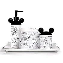 Modern Bathroom Accessories Set, Countertop Tray, Mickey Mouse Bathroom, Disney Bathroom, Bathroom Accesories, 4 Piece Bathroom, Cotton Ball Holder, Toothbrush And Toothpaste Holder, Toothpaste Holder