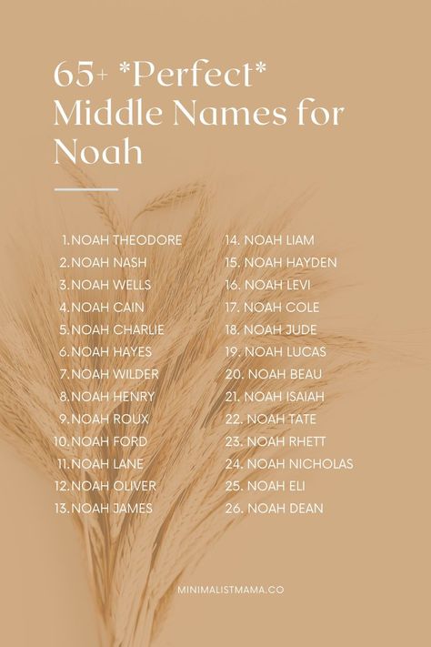 Noah Name Meaning, Noah Meaning, Boy Names With Middle Name, Boy Names First And Middle, Baby Boy Names Uncommon, Biblical Boy Names, Middle Names For Boys, Middle Name Ideas, Baby Middle Names