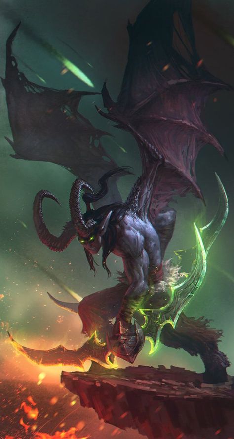 Illidan demon form. World of Warcraft Legion World of WQarcraft Burning Crusade World Of Warcraft Legion, Illidan Stormrage, Fantasy Demon, Illustration Fantasy, Warcraft Art, Heroes Of The Storm, Wow Art, Digital Art Illustration, Arte Fantasy