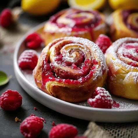 Raspberry Cinnamon Rolls - Recipes, Tasks & Tools Raspberry Cinnamon Rolls Homemade, Raspberry Cinnamon Rolls, Raspberry Breakfast, Brunch Spread, Raspberry Filling, Cinnamon Rolls Homemade, Cinnamon Rolls Recipe, Cinnamon Buns, Instant Yeast