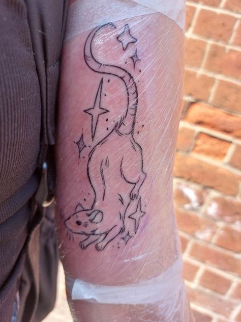 Space Rats Tattoo, Rat Zodiac Tattoo, Rat In A Cage Tattoo, Rat Outline Tattoo, Rat Memorial Tattoo, Rat Tattoo Simple, Tattoos Rat, Rat Tattoo Ideas, Chinchilla Tattoo