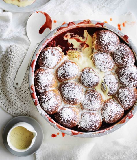 Dessert Souffle, Faerie Witch, Fruit Toast, Rhubarb Strawberry, Witch Kitchen, Self Saucing Pudding, Milk Bun, Bread And Butter Pudding, Baked Fruit