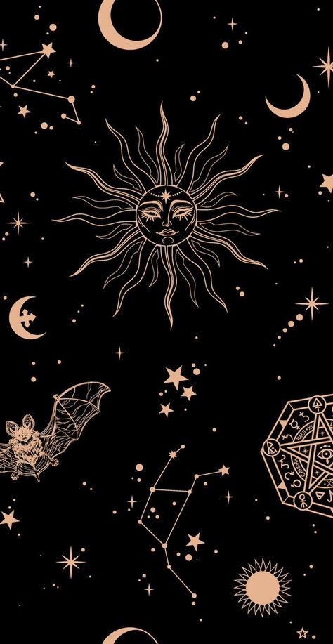 Lockscreen Background, Witch Wallpaper, Spiritual Wallpaper, Sun Moon And Stars, Witchy Wallpaper, Simple Phone Wallpapers, Whatsapp Wallpaper, Pop Art Wallpaper, Edgy Wallpaper