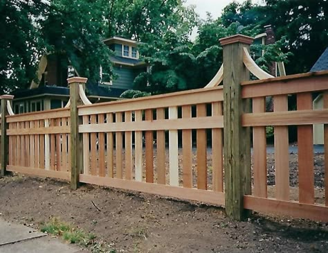 Beautiful Fencing Ideas, Fence Trim Ideas, Mixed Fence Ideas, Hidden Gate In Fence, French Country Fence, Decorative Wood Fence Ideas, Traditional Fence Design, 4 Foot Fence Ideas, Wood Fence Styles