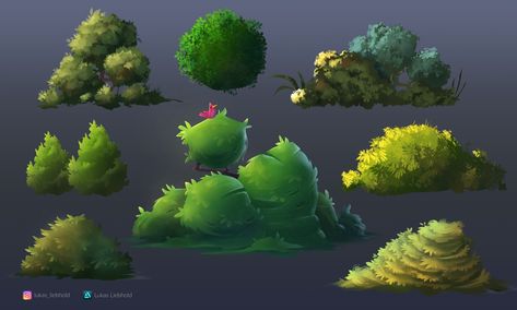 ArtStation - Bush Studies (+ Tutorial) Bushes Concept Art, Bush Concept Art, Witch Room, Isometric Art, Concept Art Character, Tutorial Video, A Well, How To Paint, My Website