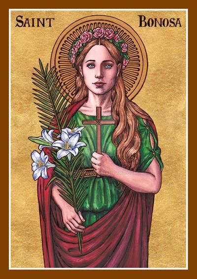 St. Bonosa icon by Theophilia on DeviantArt Roman Catholic Art, Female Saints, Saint Philomena, Friend Of God, Catholic Saint, Christian Artwork, All Saints Day, Child Jesus, Religious Images