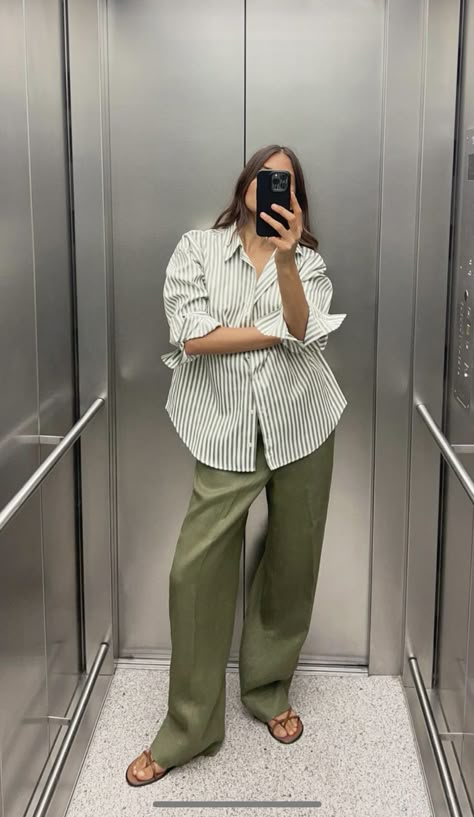 Baggy Business Outfit, Daycare Drop Off Outfit, Size 8 Fashion Body Types, Summer Work Outfits Mid Size, Striped Boyfriend Shirt Outfit, Holiday Style 2024, Business Casual Outfits Hot Weather, Colorful Tomboy Outfits, Corporate Fashion Summer