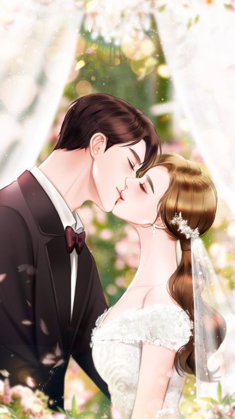 Anime Wedding Dress, Marriage Poses, Anime Wedding, Web Novel, Couples Comics, Manga Couple, Romantic Anime Couples, Romantic Manga, Cute Couple Art