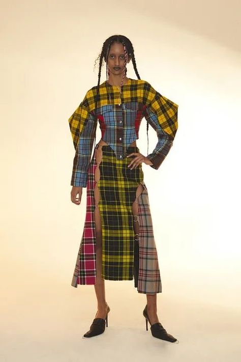 Rave Review, Tartan Fashion, Tech Wear, Fashion Organization, 2021 Fashion, Upcycled Fashion, Plaid Fashion, Fashion Show Collection, Fashion Sketches