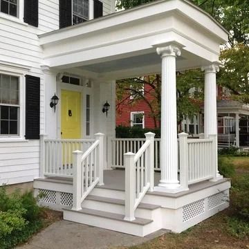 Annapolis Wrap Around Porch - Traditional - Porch - Baltimore - by Distinctive Contracting Services | Houzz Porch With Columns And Railing, Portico Railing, Porch Banister Ideas, 1800s House, Front Porch Design Ideas, Traditional Porch, Porch Design Ideas, Farmhouse Transitional, Scandinavian Rustic