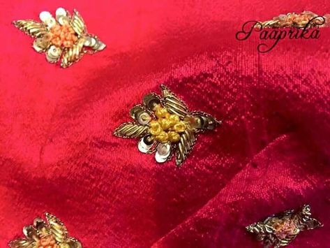 Booti Work Embroidery Blouse, Maggam Work Butis, Buties Work Blouse, Buta Design Hand Work, Zardosi Butti Work, Butti Work Embroidery, Hand Work Design, Maggam Work Designs, Hand Beaded Embroidery