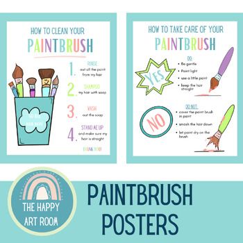 Keep paintbrushes in top shape! Visual poster set for teaching paintbrush care in elementary art rooms. Paintbrush Care Poster, Classroom Visuals, Visual Poster, Elementary Art Classroom, Art Room Posters, Art Rooms, Elementary Art Rooms, Happy Art, Classroom Posters