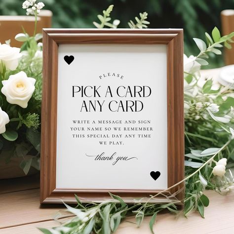 PRINTABLE Playing Card Guest Book sign, wedding, unique, fun activity, hearts, modern, minimalist, instant download, non-editable, 8x10 Card Guest Book, Personalized Deck Of Cards, Guest Book Sign Wedding, Printable Playing Cards, Wedding Unique, Guest Book Sign, Guest Book Alternatives, Sign Wedding, E Card