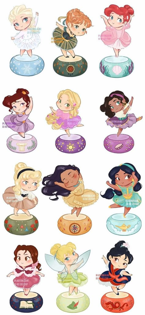 Chibi Disney, Baby Disney Characters, Disney Doodles, Princesas Disney Anime, Disney Princess Cartoons, Kawaii Disney, Disney Princess Fan Art, Cute Disney Drawings, Karakter Disney