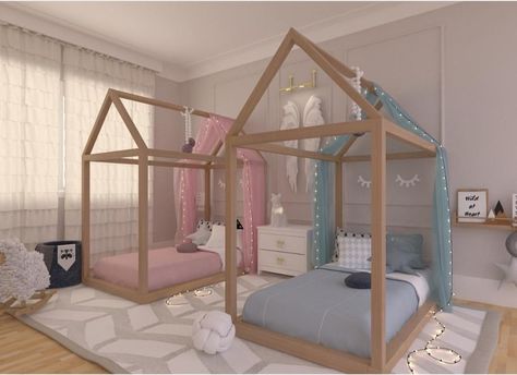 Twin Girl Bedrooms, Boy And Girl Shared Bedroom, Kids Shared Bedroom, Shared Girls Bedroom, Kids Room Interior Design, Boy Girl Room, Toddler Girl Room, Kids Bedroom Inspiration, Baby Boy Room Decor